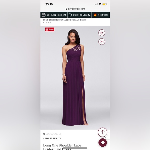 David's Bridal Dresses & Skirts - Long One Shoulder Lace Bridesmaid Dress